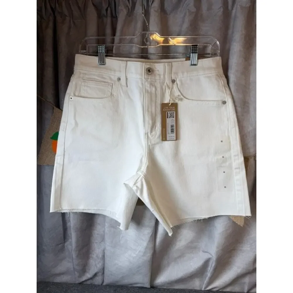 New Eddie Bauer Women Size 6 White Stretch Cotton High Rise Cutoff Denim Shorts - Picture 2 of 11